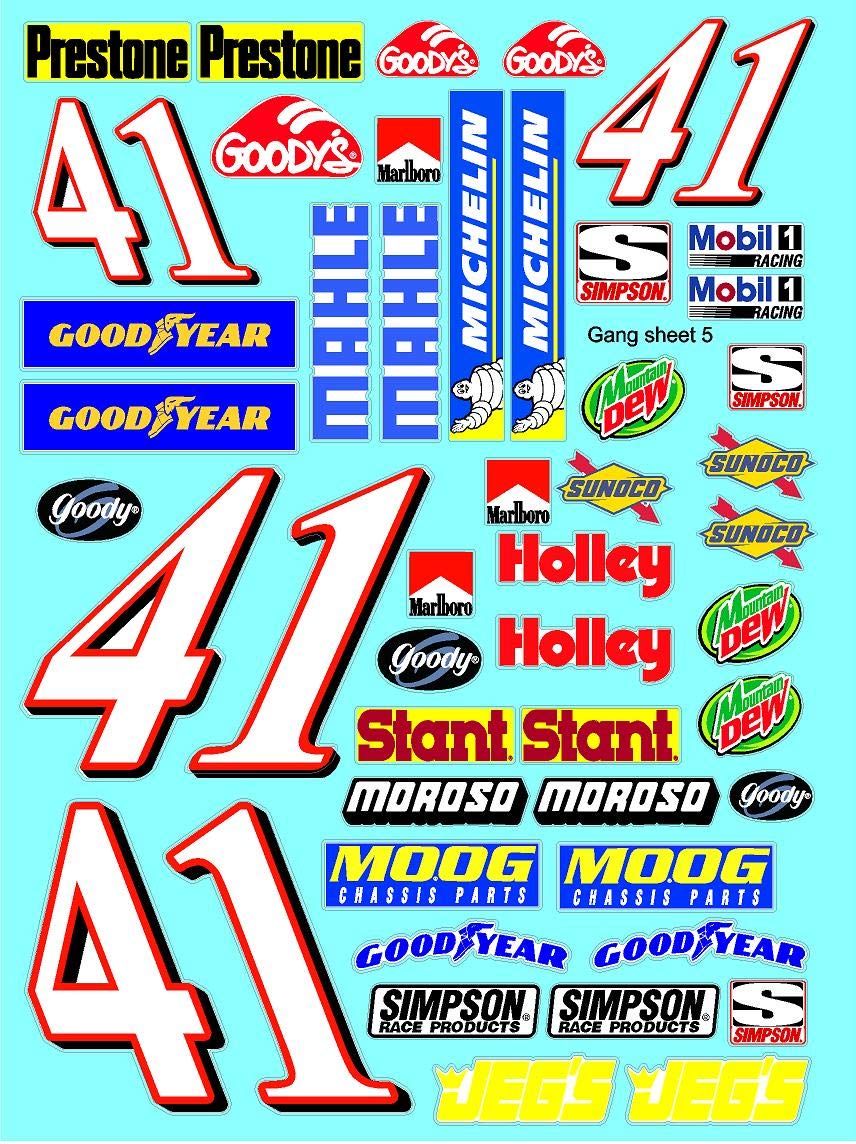 Number 41 Sticker Gang Sheet 5- Die-Cut to Shape 1/10 Scale White Viny ...