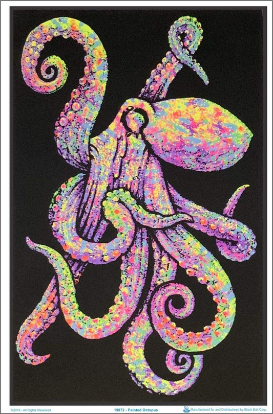 Painted Octopus - Flocked - Blacklight Poster - 23" x 35"