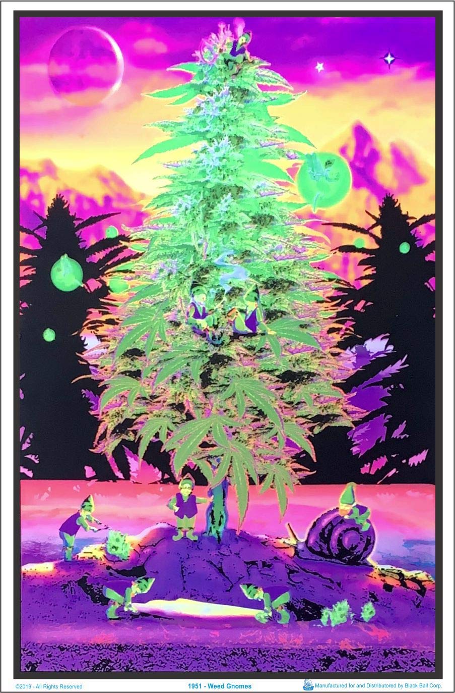 Weed Gnomes - Flocked - Blacklight Poster - 23" x 35"