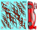 Clear Vinyl Sticker Sheet Twisted Flames A1-1/10th - 1/8th Scale Large 6.8" x 7.5"h for Cars, Trucks, Boats Anywhere You can Imagine - Easy to Apply - R/C Model Decal Radio Control Lexan Body