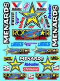Clear Vinyl R/C Racing Sponsor Sticker Gang Sheet 52-1/24 � 1/16th Scale Model Decal Sticker Sheet Radio Control Lexan Body � Die-Cut to Shape - Peel & Stick � Water Slide
