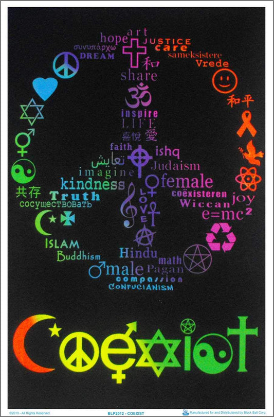 Coexist Zen - Blacklight Poster - Flocked - 23" x 35"