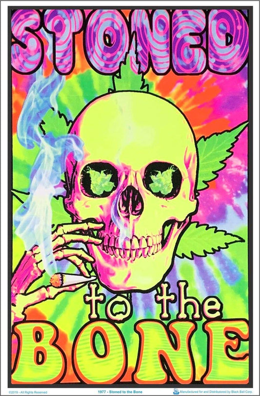 Stoned to The Bone - Flocked - Blacklight Poster - 23" x 35"