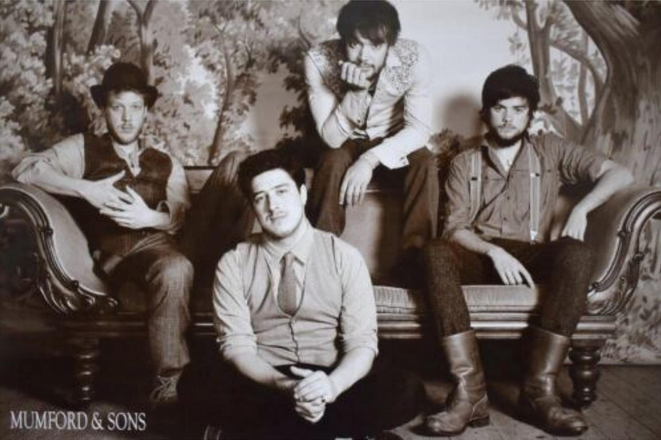 Mumford and Sons Paper black and white Poster inch Hot Rock & Roll Music Band Picture Bedroom 24x36 inches by Muay Thai Fan x92