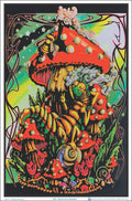 (24x36) Mushroom Caterpillar Fantasy Flocked Blacklight Poster Art Print