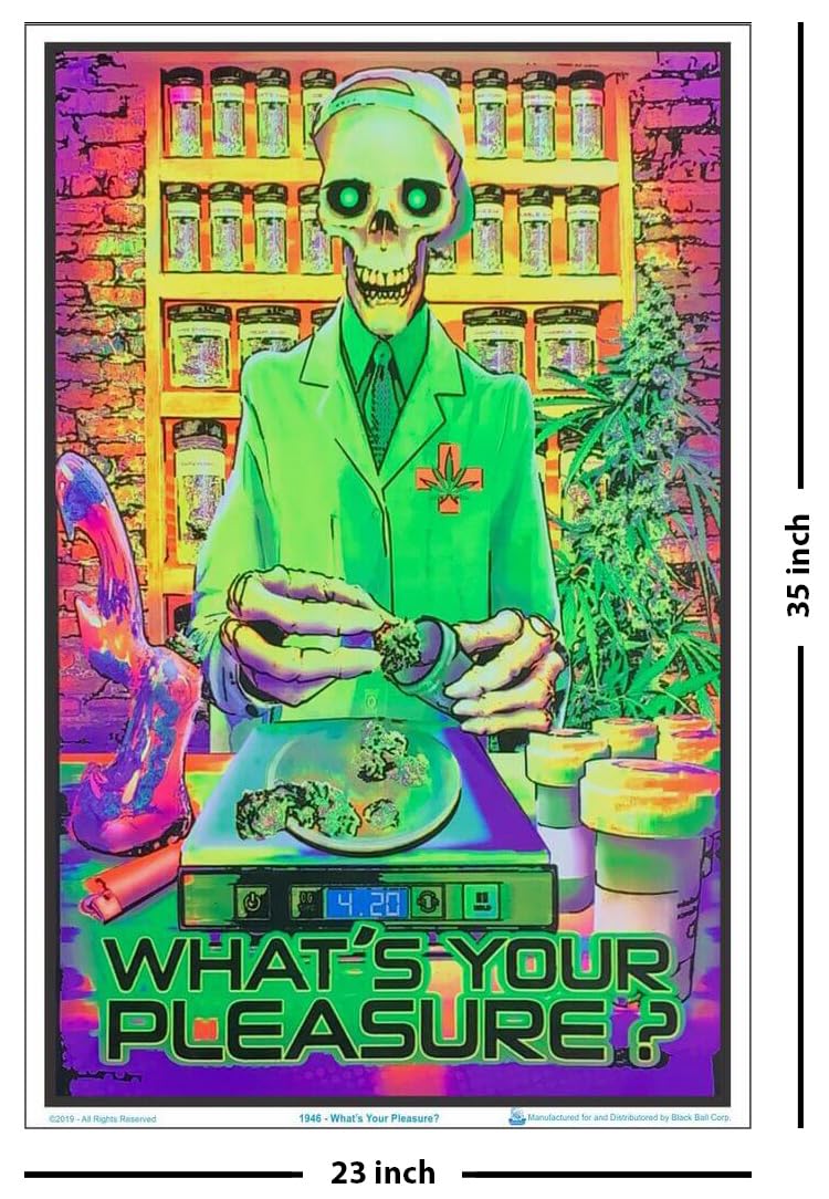 What's Your Pleasure - Medical Marijuana Pot Dispensary - Flocked - Blacklight Poster - 23" x 35"