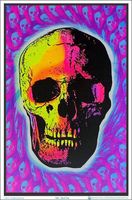 Skull Trip Psychedelic Blacklight Poster Print - 23x35