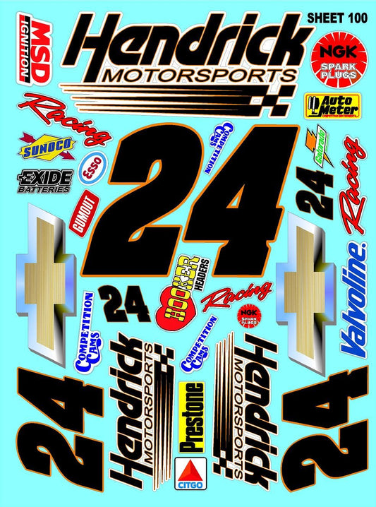 Clear Vinyl 100 R/C Racing Sponsor Sticker Gang Sheet Good -1/24 � 1/16th Scale Model Decal Sticker Sheet Radio Control Lexan Body � Die-Cut to Shape - Peel & Stick � Water Slide