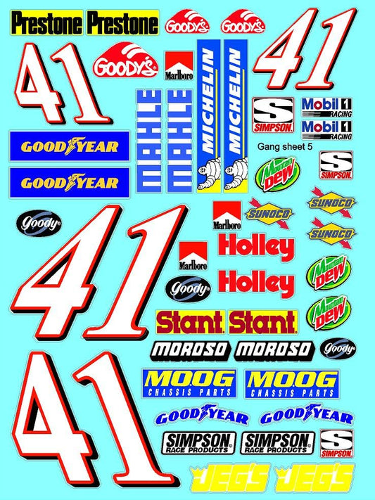 White Vinyl R/C Racing Sponsor Sticker Gang Sheet 5 Monster-1/24 � 1/16th Scale Model Decal Sticker Sheet Radio Control Lexan Body � Die-Cut to Shape - Peel & Stick � Water Slide