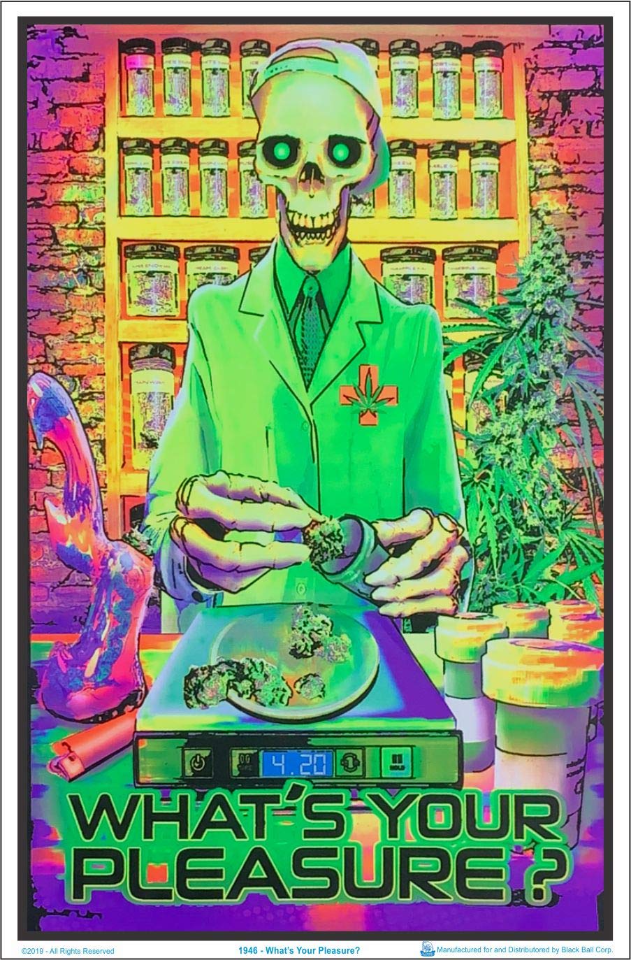 What's Your Pleasure - Medical Marijuana Pot Dispensary - Flocked - Blacklight Poster - 23" x 35"