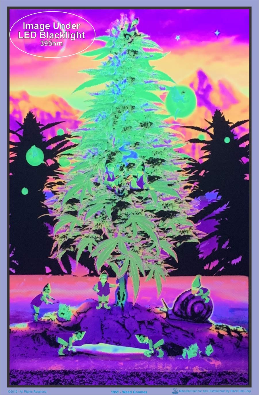 Weed Gnomes - Flocked - Blacklight Poster - 23" x 35"