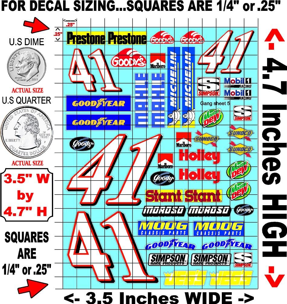 Clear Vinyl R/C Racing Sponsor Sticker Gang Sheet 5 Monster-1/24 � 1/16th Scale Model Decal Sticker Sheet Radio Control Lexan Body � Die-Cut to Shape - Peel & Stick � Water Slide