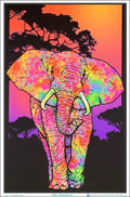 Painted Elephant - Flocked - Blacklight Poster - 23" x 35"