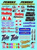 Clear Vinyl R/C Racing Sponsor Sticker Gang Sheet 1a Variety -1/4-1/5 � 1/6th Scale Model Decal Sticker Sheet Radio Control Lexan Body � Die-Cut to Shape - Peel & Stick � Water Slide Holley