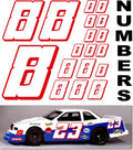Vinyl Racing Number Decal Sheet #1's White w/Red Outline & Shadow. Die-Cut to Shape 1/8-1/10-1/12 White Vinyl R/C Model Sticker Sheet Radio Control Lexan Body - Decorate Your R/c Cars, Boats, Trucks