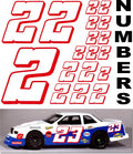 Vinyl Racing Number Decal Sheet #2's White w/Red Outline & Shadow. Die-Cut to Shape 1/8-1/10-1/12 White Vinyl R/C Model Sticker Sheet Radio Control Lexan Body - Decorate Your R/c Cars, Boats, Trucks