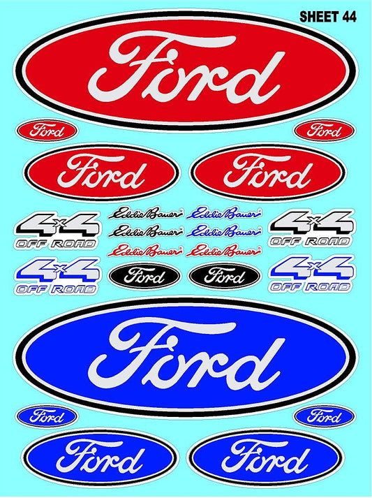 Clear Vinyl R/C Racing Sponsor Sticker Gang Sheet 44-1/24 � 1/16th Scale Model Decal Sticker Sheet Radio Control Lexan Body � Die-Cut to Shape - Peel & Stick � Water Slide