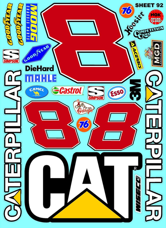 White Vinyl Sticker Variety Sheet 92-1/12 to 1/10th Scale R/C Model Decal Sticker Sheet Radio Control Lexan Body