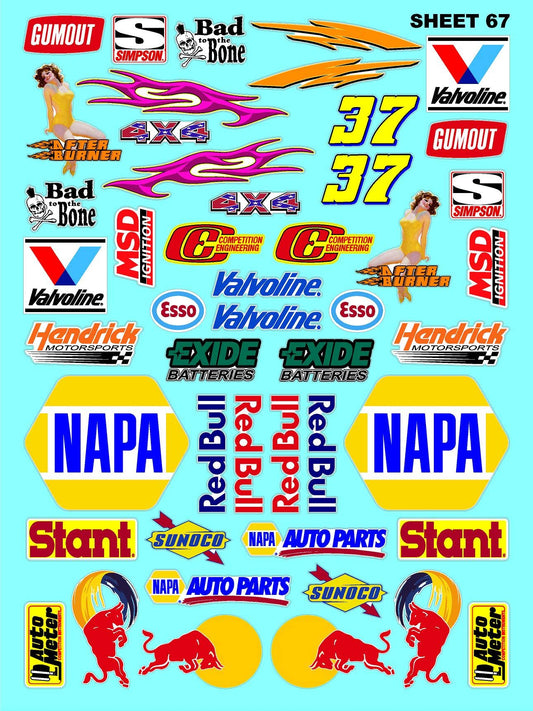 Clear Vinyl R/C Racing Sponsor Sticker Gang Sheet Wrench -1/4-1/5 � 1/6th Scale Model Decal Sticker Sheet Radio Control Lexan Body � Die-Cut to Shape - Peel & Stick � Water Slide - Car - Nostalgic