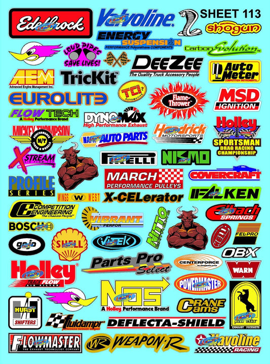 Clear Matte Sheet Clear 113 Vinyl R/C Racing Sponsor Sticker Gang Sheet-1/4-1/5-1/6th Scale Decal Sticker Radio Control Lexan Body–Die-Cut to Shape-Peel & Stick–Water Slide