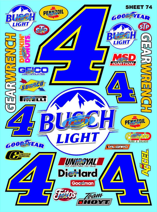 White Vinyl Sticker Variety Sheet 74-1/10th - 1/8th Scale Large 6.8" x 9.2"h Vinyl R/C Model Decal Sticker Sheet Radio Control Lexan Body