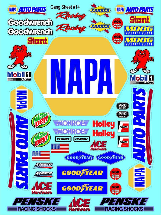 Racing Sponsor Lexan Body Car Racing - Sticker Gang Sheet 14 - White Vinyl 1/12 to 1/10 Scale White Vinyl R/C Model Decal Sticker Sheet Radio Control Lexan Body Decoration