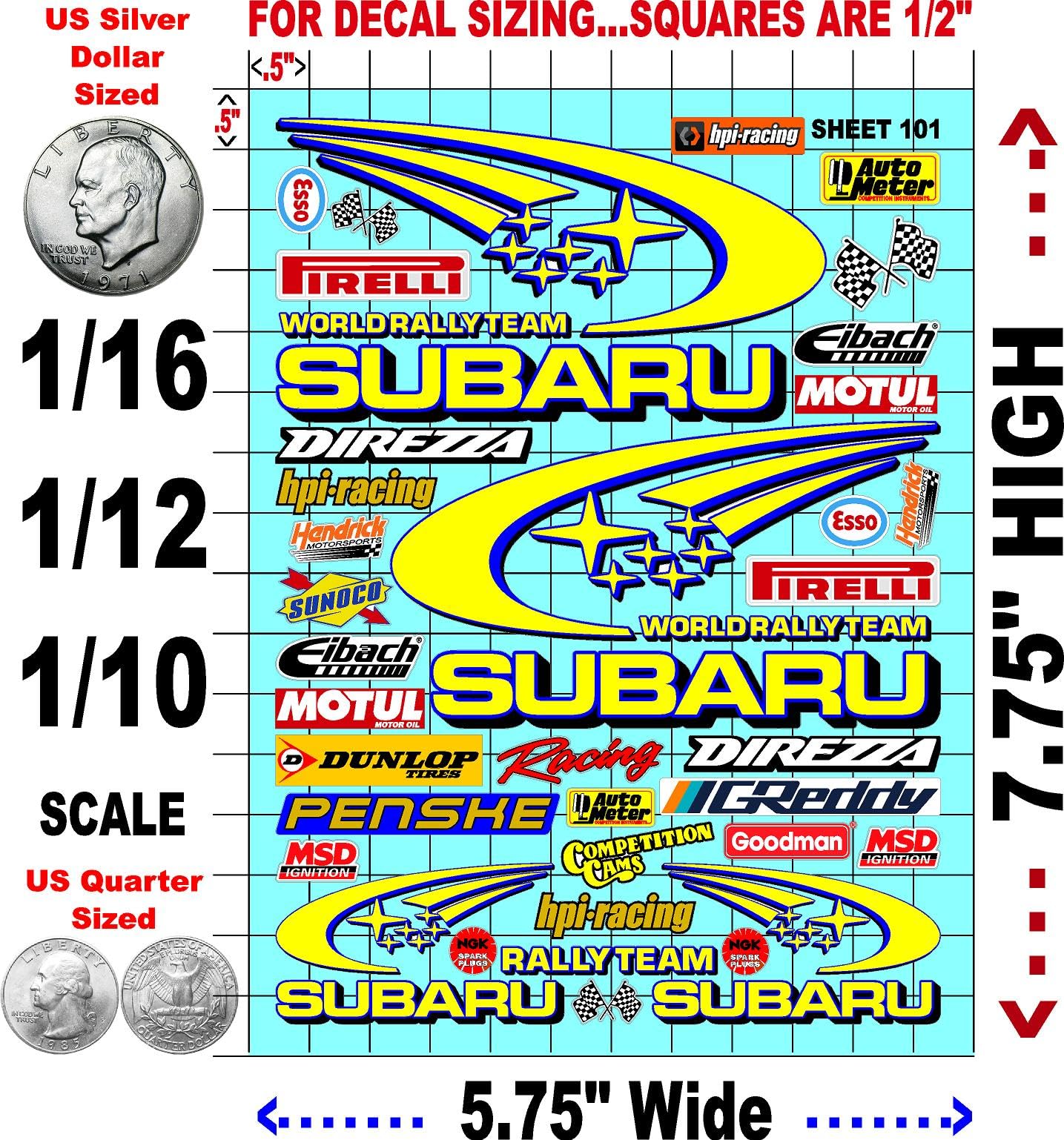 Clear Vinyl Sticker Variety Sheet 101-1/12 to 1/10th Scale R/C Model Decal Sticker Sheet Radio Control Lexan Body