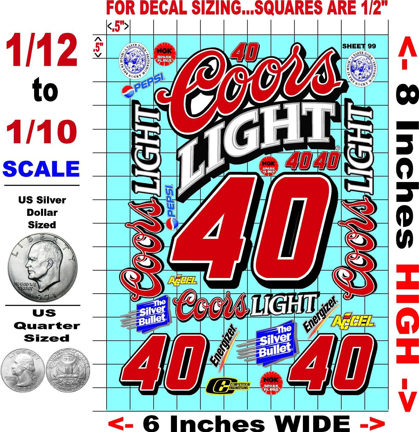 Generic Racing Sponsor Sticker Gang Sheet 99-1/16-1/12-1/10th Scale White Vinyl R/C Model Decal Sticker Sheet Radio Control Lexan Body - Decorate Your R/c Cars, Boats, Trucks Other Scale Model Kit.
