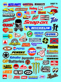 Racing Sponsor Lexan Body Car Racing - Sticker Gang Sheet 70 - White Vinyl 1/12 to 1/10 Scale White Vinyl R/C Model Decal Sticker Sheet Radio Control Lexan Body Decoration