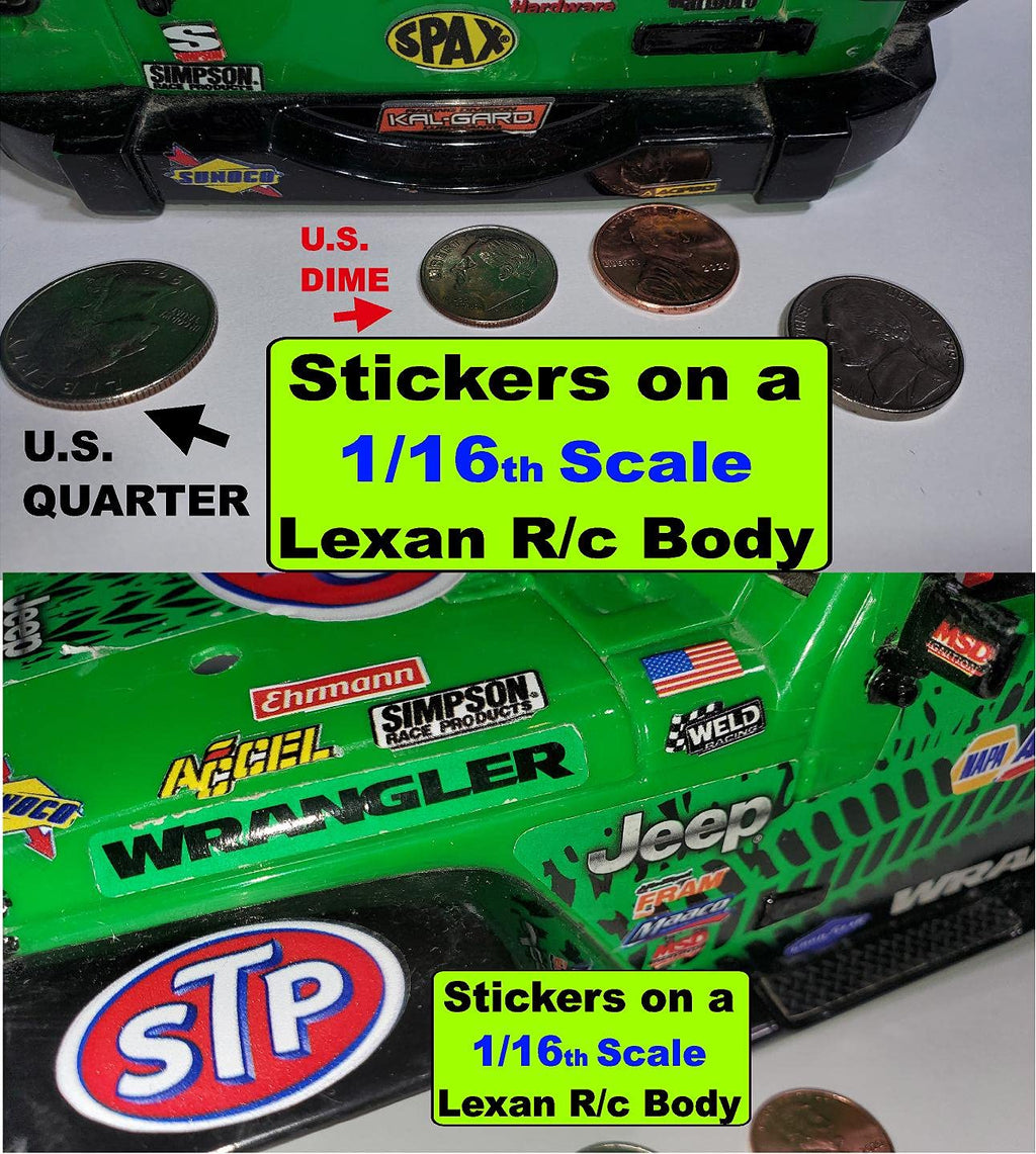 Clear Vinyl Sticker Gang Sheet 5 Racing Sponsor Lexan Body Car Fits 1/24-1/16 Scale DIE Cut- R/C Model Decal Stickers | Radio Control | Slot Cars | U/V Printed