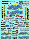 Clear Vinyl R/C Racing Sponsor Sticker Gang Sheet 15-1/4-1/5 � 1/6th Scale Model Decal Sticker Sheet Radio Control Lexan Body � Die-Cut to Shape - Peel & Stick � Water Slide - Bull - Drinks