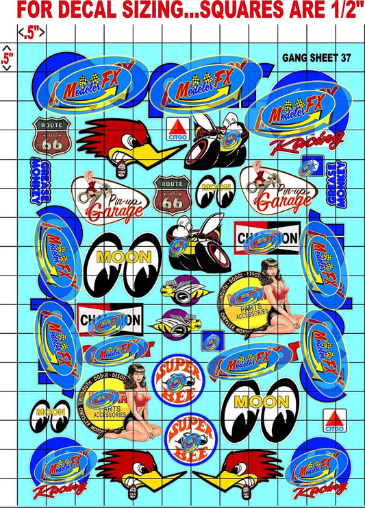 Clear Matte Vinyl Sticker Variety Sheet 37 Variety - 1/12 to 1/10th Scale R/C Model Decal Sticker Sheet Radio Control Lexan Body