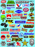 Clear Vinyl 71 R/C Racing Sponsor Sticker Gang Sheet Good -1/24 � 1/16th Scale Model Decal Sticker Sheet Radio Control Lexan Body � Die-Cut to Shape - Peel & Stick � Water Slide