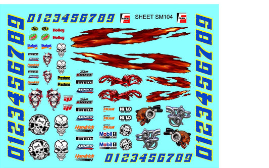 Clear Vinyl Sticker Sheet SM104-R/C Model Decal-1/18th - 1/12th-1/10th Scale DIE-Cut-Peel Radio Control | Slot Cars l Lexan