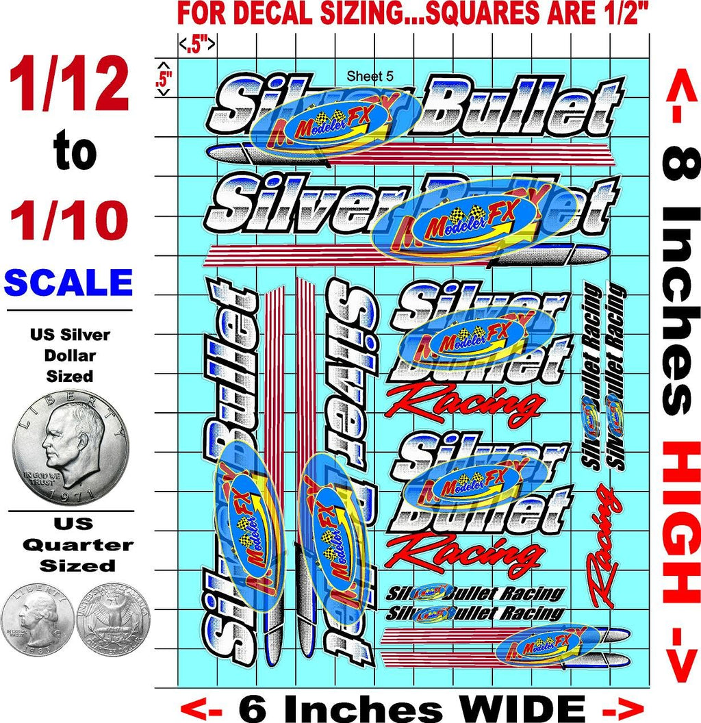 Racing Sponsor Lexan Body Car Racing - Sticker Gang Sheet 5 - White Vinyl 1/12 to 1/10 Scale White Vinyl R/C Model Decal Sticker Sheet Radio Control Lexan Body Decoration