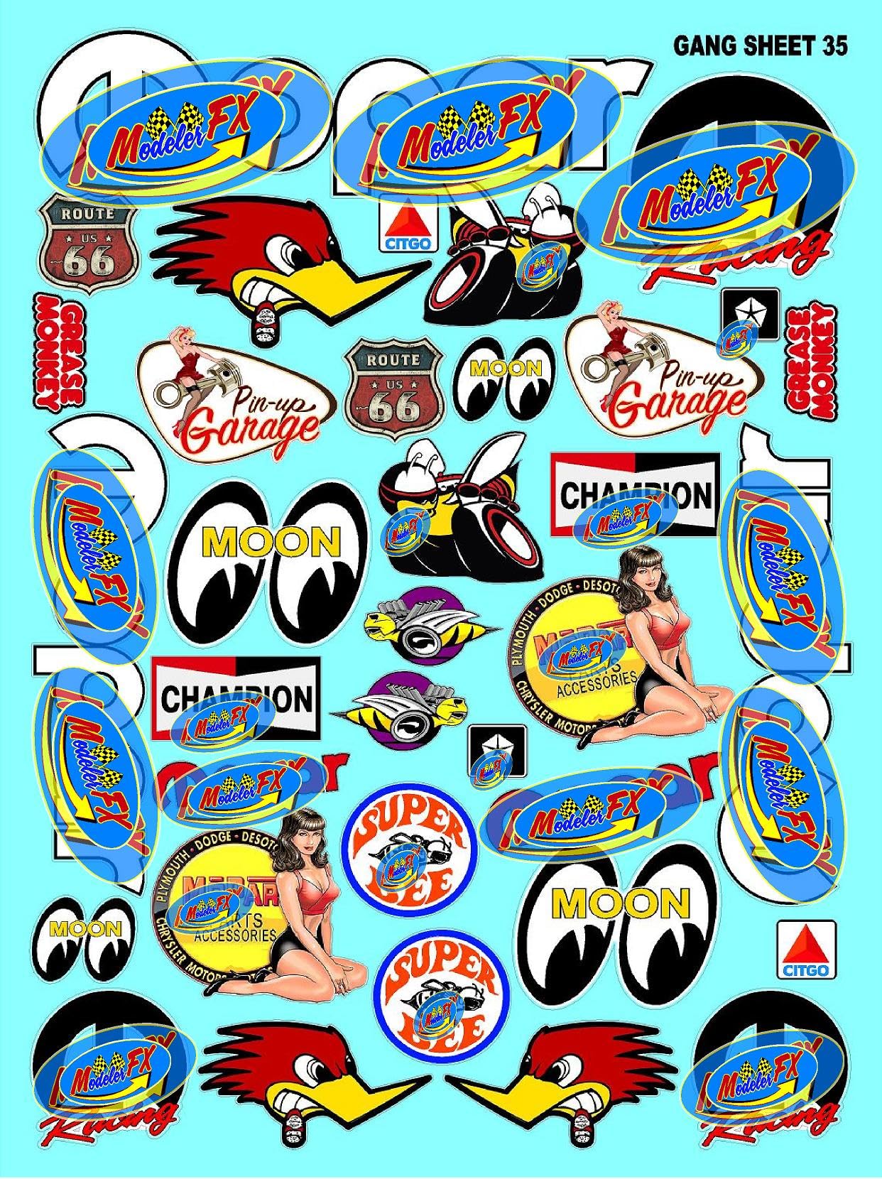 Racing Sponsor Lexan Body Car Racing - Sticker Gang Sheet 35 - White V ...