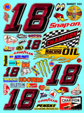 Generic White Vinyl R/C Racing Sponsor Sticker Gang Sheet 103-1/4-1/5 � 1/6th Scale Model Decal Sticker Sheet Radio Control Lexan Body � Die-Cut to Shape - Peel & Stick � Water Slide 80's