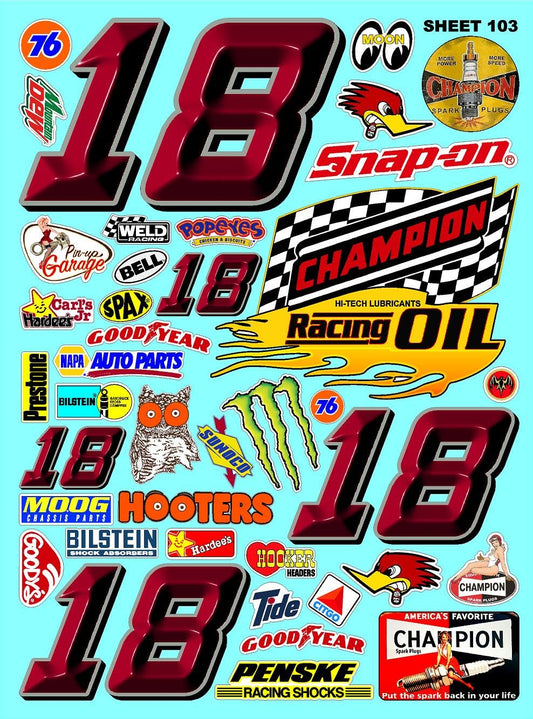 Clear Vinyl 103 Beveled Numbers -R/C Racing Sponsor Sticker Gang Sheet Good -1/24 � 1/16th Scale Model Decal Sticker Sheet Radio Control Lexan Body � Die-Cut to Shape - Peel & Stick � Water Slide