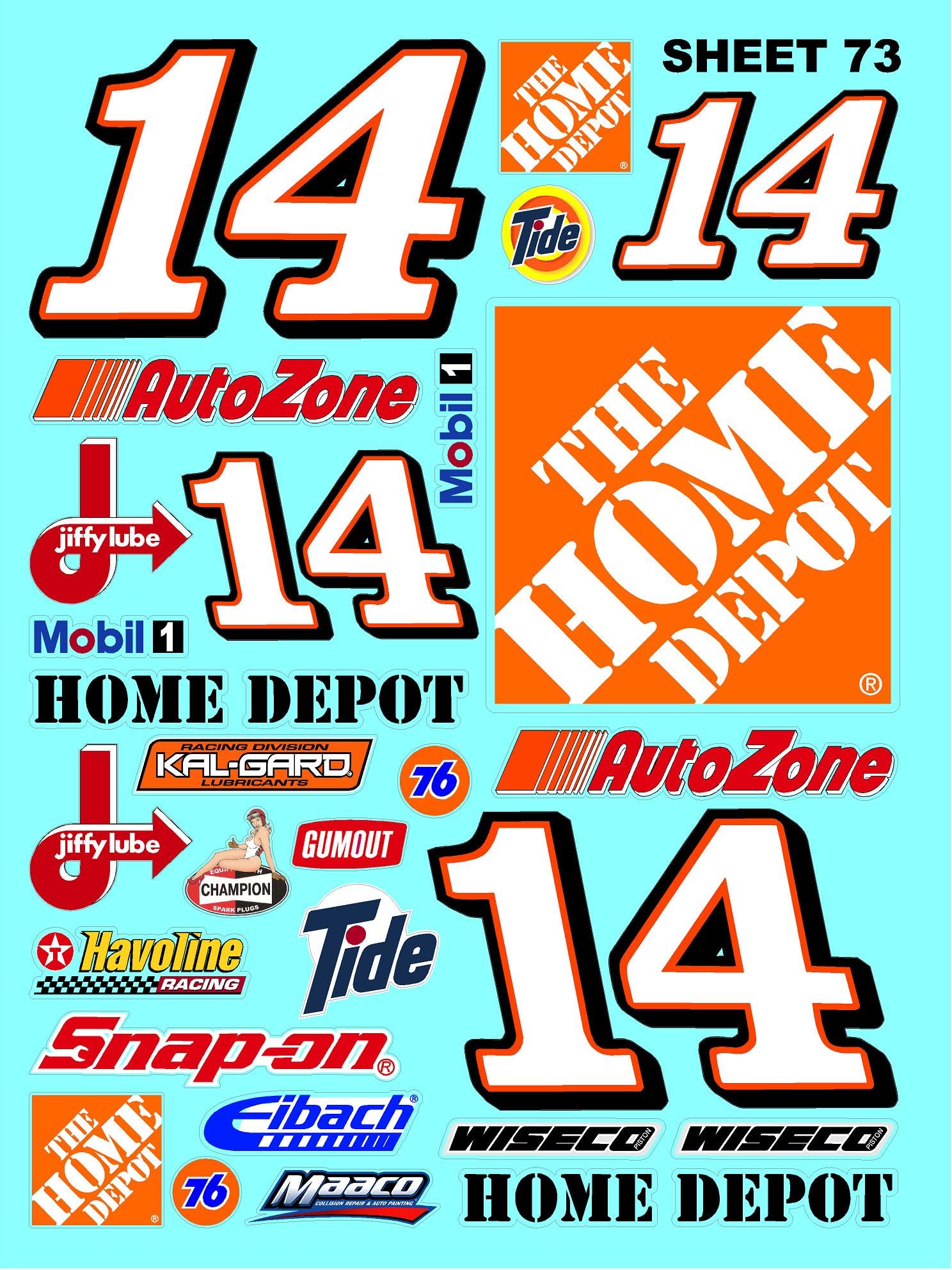 Clear Vinyl Sticker Variety Sheet 73-1/12 to 1/10th Scale R/C Model Decal Sticker Sheet Radio Control Lexan Body