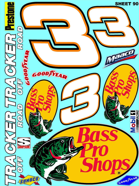 White Vinyl Sticker Variety Sheet 90-1/10th - 1/8th Scale Large 6.8" x 9.2"h Vinyl R/C Model Decal Sticker Sheet Radio Control Lexan Body