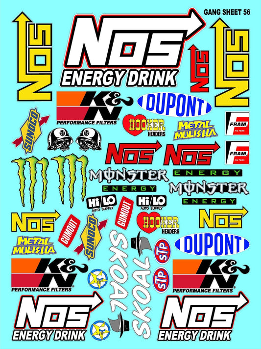 Racing Sponsor Sticker Gang Sheet 56-1/16-1/12-1/10th Scale White Vinyl R/C Model Decal Sticker Sheet Radio Control Lexan Body - Decorate Your R/c Cars, Boats, Trucks Other Scale Model Kit.
