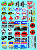 White Vinyl R/C Racing Sponsor Sticker Gang Sheet 27-1/4-1/5 � 1/6th Scale Model Decal Sticker Sheet Radio Control Lexan Body � Die-Cut to Shape - Peel & Stick � Water Slide - Chips