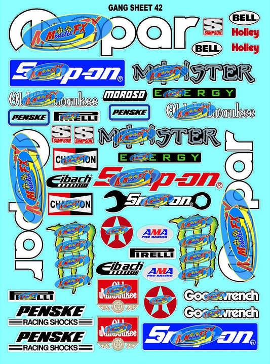 Clear Matte Vinyl Sticker Variety Sheet 42 Variety - 1/12 to 1/10th Scale R/C Model Decal Sticker Sheet Radio Control Lexan Body
