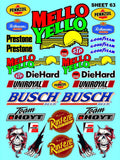 Clear Vinyl R/C Racing Sponsor Sticker Gang Sheet 63-1/8th � 1/10th Scale Model Decal Sticker Sheet R/C Lexan Body - Decorate Your R/c Cars, Boats, Truck Model � Die-Cut to Shape - Peel & Stick