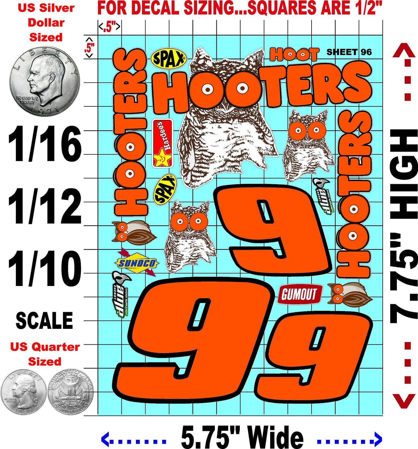 Racing Sponsor Sticker Gang Sheet 96-1/16-1/12-1/10th Scale White Vinyl R/C Model Decal Sticker Sheet Radio Control Lexan Body - Decorate Your R/c Cars, Boats, Trucks Other Scale Model Kit.