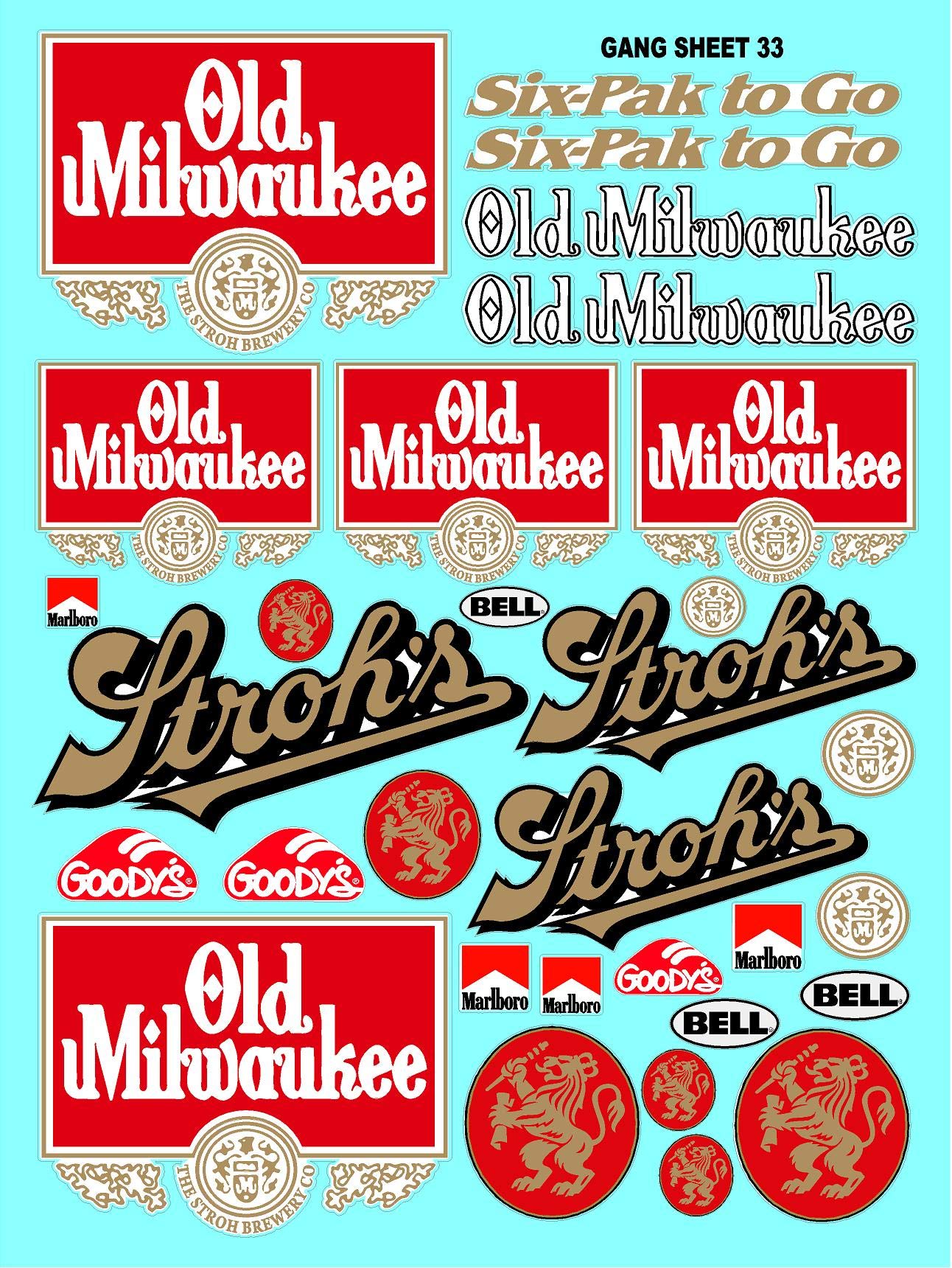 White Vinyl R/C Racing Sponsor Sticker Gang Sheet 33-1/24-1/16th Scale Model Decal Sticker Sheet Radio Control Lexan Body - Decorate Your R/c Cars, Boats, Trucks Scale Model - Peel & Stick