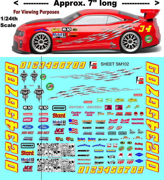Clear Vinyl Sticker Sheet SM102-R/C Model Decal-1/18th - 1/12th-1/10th Scale DIE-Cut-Peel Radio Control | Slot Cars l REVELL
