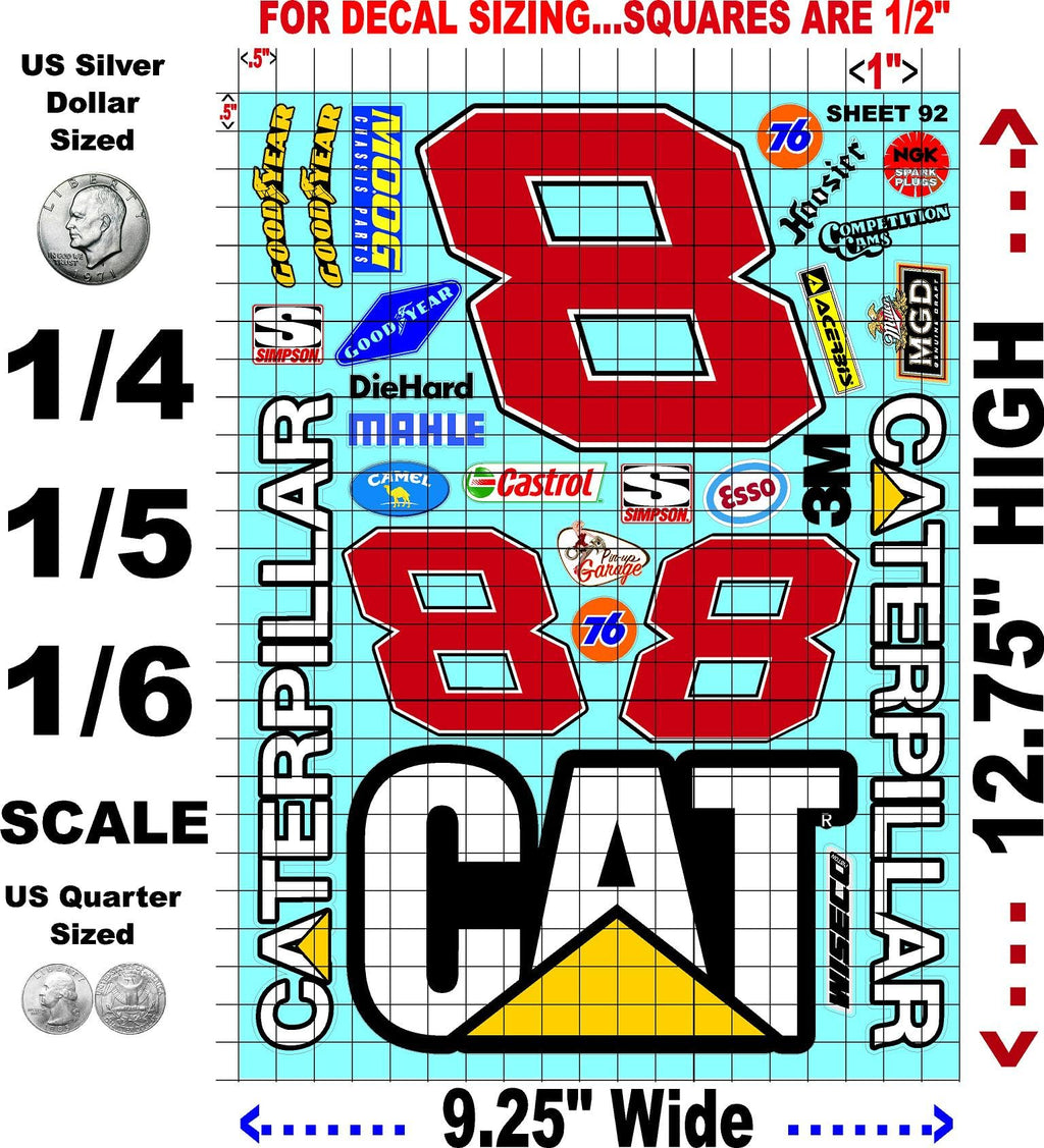 Clear Sheet 92 Vinyl R/C Racing Sponsor Sticker Gang Sheet Wrench -1/4-1/5 � 1/6th Scale Model Decal Sticker Sheet Radio Control Lexan Body � Die-Cut to Shape - Peel & Stick � Water Slide - Car