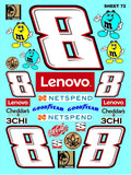 Racing Sponsor Lexan Body Car Racing - Sticker Gang Sheet 72 - White Vinyl 1/12 to 1/10 Scale White Vinyl R/C Model Decal Sticker Sheet Radio Control Lexan Body Decoration