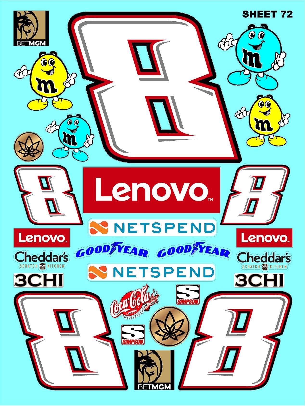 Racing Sponsor Lexan Body Car Racing - Sticker Gang Sheet 72 - White Vinyl 1/12 to 1/10 Scale White Vinyl R/C Model Decal Sticker Sheet Radio Control Lexan Body Decoration